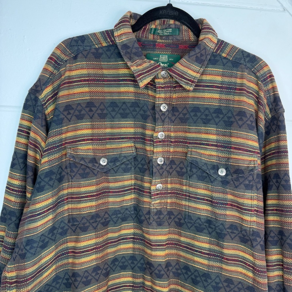 Vintage Orvis XL Tall Mens Gorpcore Collared Henley Shirt 100% Cotton - Picture 6 of 8